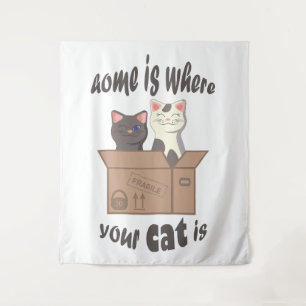 Tapete De Parede A citação engraçada de Home é onde seu gato está
