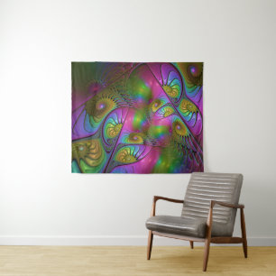 Tapete De Parede A Colorida Arte Abstrata Fractal Trippy Luminosa