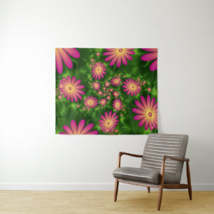 Tapete De Parede A fantasia cor-de-rosa floresce a arte abstrata