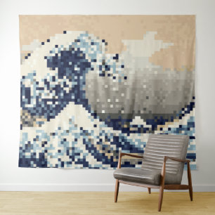Tapete De Parede A Grande Onda de Kanagawa 8 Bit Pixel Art
