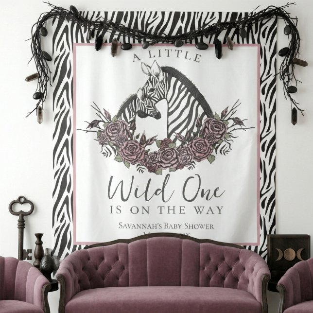 Tapete De Parede A Little Wild One Baby Zebra Print Backdrop (Little Wild One Backdrop for Zebra Safari Baby Shower for Her. Black and White Zebra Stripes & Pink)