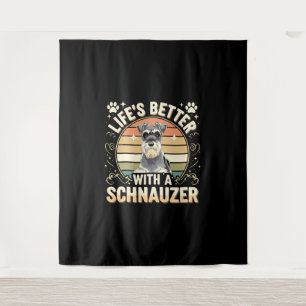 Tapete De Parede A vida é melhor com um cão retro Schnauzer
