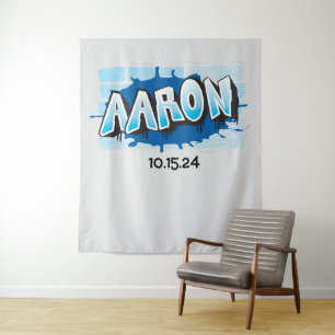 Tapete De Parede Aaron Seu Nome De Grafite Backdrop Foto-Op