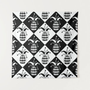 Tapete De Parede Abacaxi estilizado. Chapéu e Rhombus Harlequin. Ma