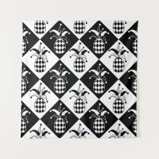 Tapete De Parede Abacaxi estilizado. Chapéu e Rhombus Harlequin. Ma