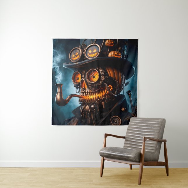 Tapete De Parede Abóbora de Halloween Steampunk Gótico (In Situ)