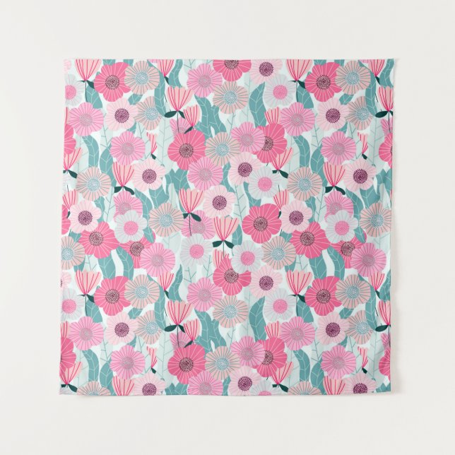 Tapete De Parede Abstract pastel floral pattern. Beautiful pink flo (Frente)