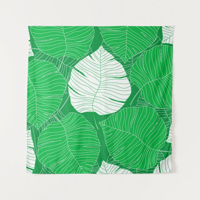 Tapete De Parede Abstract tropical leaf painting design (Frente)