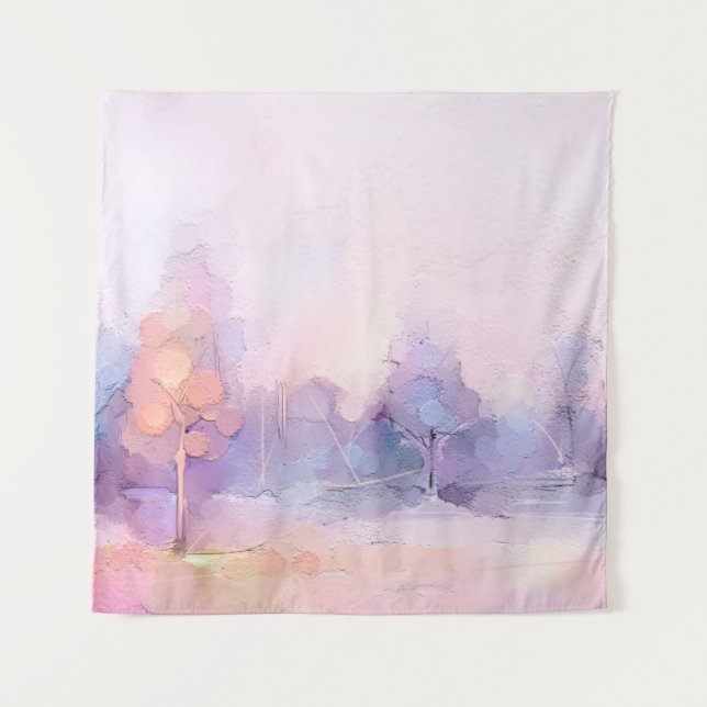 Tapete De Parede Abstrato a pintar a paisagem da floresta de invern (Frente)