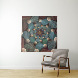 Tapete De Parede Abstrato, Arte Fractal Com Profundidade De Azul De
