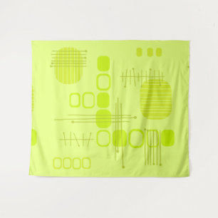 Tapete De Parede Abstrato Atômico Barkcloth Chartreuse