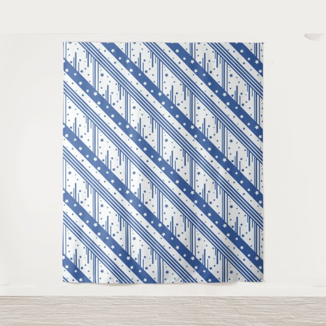 Tapete De Parede Abstrato azul e branco (Frente)