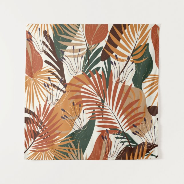 Tapete De Parede Abstrato Botânicos: Maravilhas de Canvas Branca (Frente)