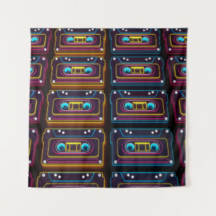 Tapete De Parede Abstrato cassete cassete neon retro music of backg