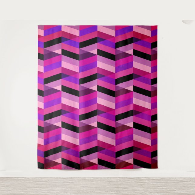 Tapete De Parede Abstrato Chevron/Herringbone | Rúpias e Violetas (Frente)