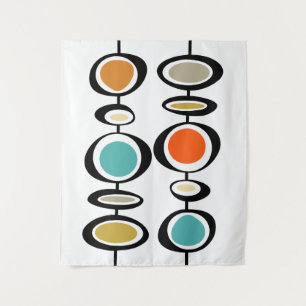 Tapete De Parede Abstrato Círculos Meio século Retrô Negrito Mod