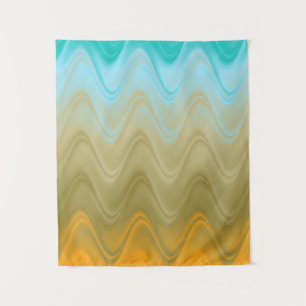 Tapete De Parede Abstrato de cor azul-acastanhada laranja verde