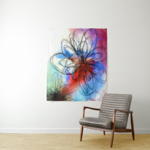 Tapete De Parede Abstrato de Flores de Cores Aquáticas Coloridas bo