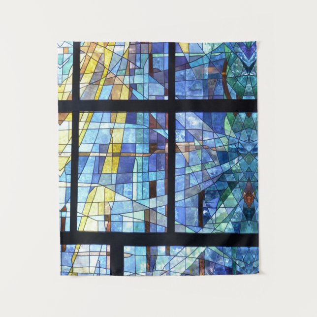 Tapete De Parede Abstrato de Vitalismo Contemporâneo Azul Vitralium (Frente)