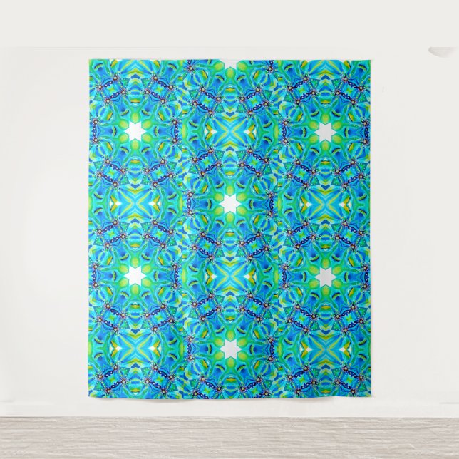 Tapete De Parede Abstrato Geométrica Verde pintada com Aquarela (Frente)
