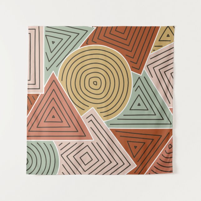 Tapete De Parede Abstrato geométrico e ilustração das linhas p (Frente)