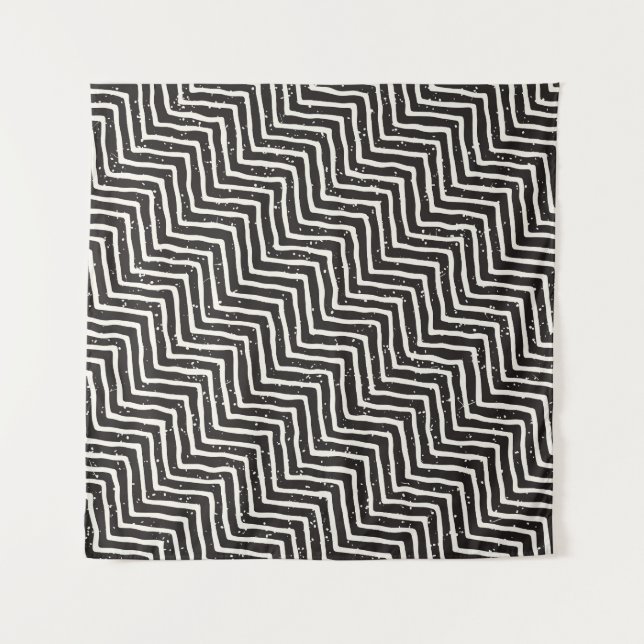 Tapete De Parede Abstrato Geométrico: Padrão Branco Preto (Frente)