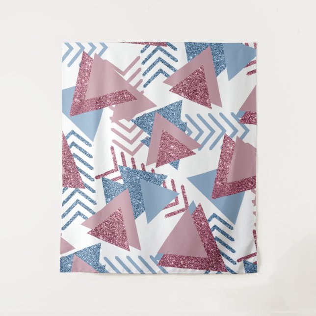 Tapete De Parede Abstrato Lunar dos Anos 80 | Rosa e Azul Mauve Emp (Frente)