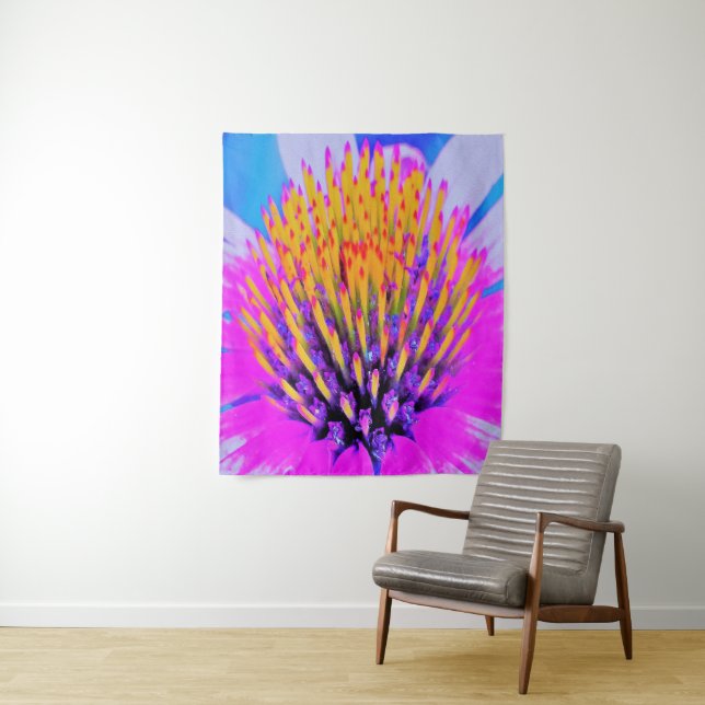 Tapete De Parede Abstrato Macro Rosa Quente e Amarelo Coneflower (In Situ)