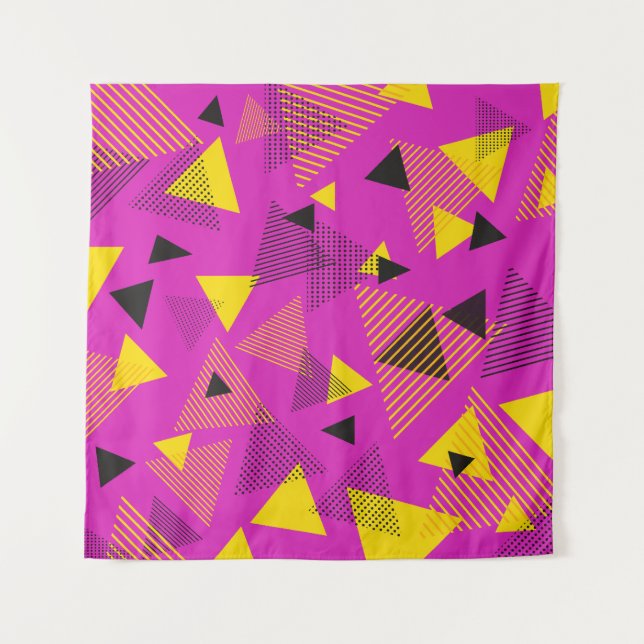Tapete De Parede Abstrato Modern Art Triangs Purple Yellow (Frente)