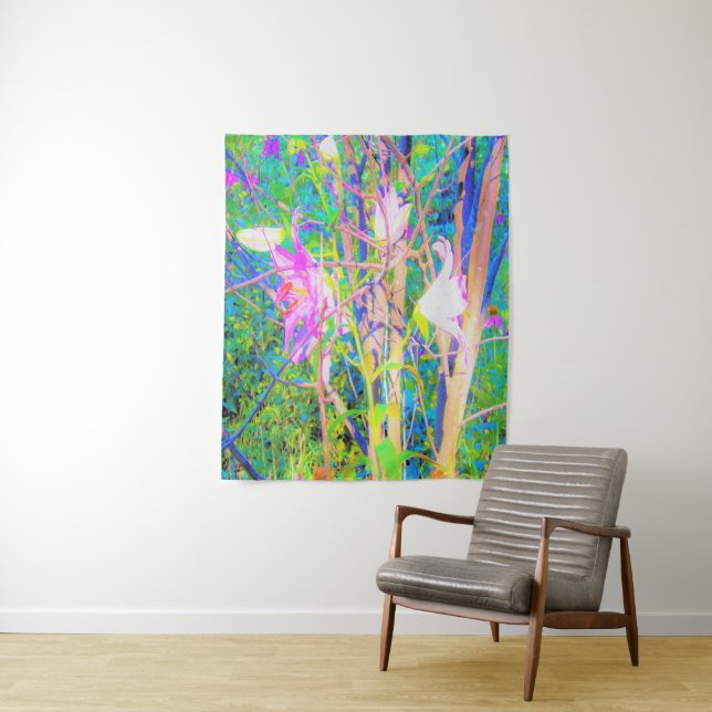 Tapete De Parede Abstrato Oriental Lily no Meu Jardim Rubio (In Situ)