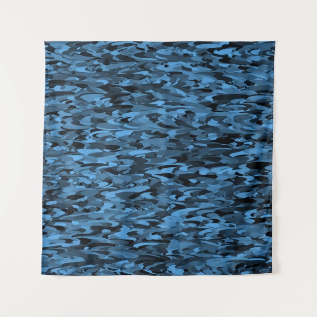 Tapete De Parede Abstrato - Padrão Azul Preto (Frente)