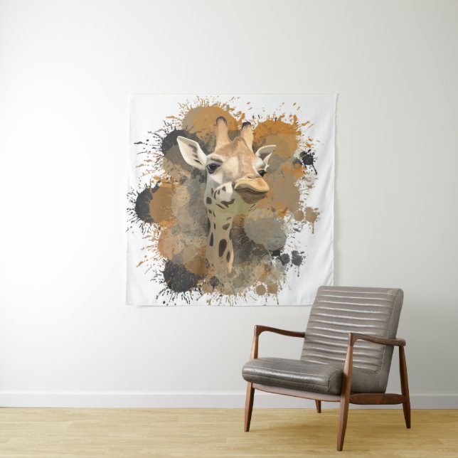 Tapete De Parede Abstrato Paint Splatter da African Willife Giraffe (In Situ)