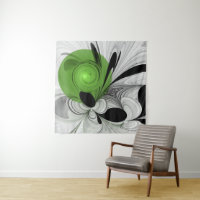 Abstrato preto e branco com arte frontal verde