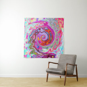 Tapete De Parede Abstrato Retro-rosa-quente e espiral azul
