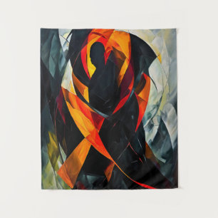 Tapete De Parede Abstrato Silhouette em Arte Vermelha e Negra Fiery