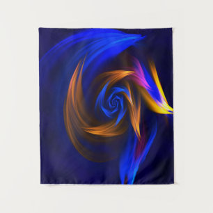 Tapete De Parede Abstrato Vortex Forma Azul Laranja