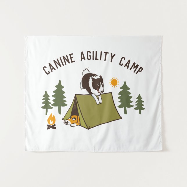 Tapete De Parede Acampamento de Collie de Borda Cachorro de Agilida (Frente (Horizontal))