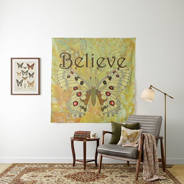Tapete De Parede Acredite na borboleta vintage (Criador carregado)
