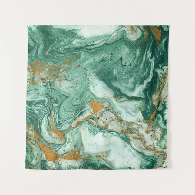 Tapete De Parede acrílico ouro-verde: textura de mármore. (Frente)