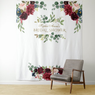 Tapete De Parede Adereço de Chuva de Noiva Floral Rosa Borgonha