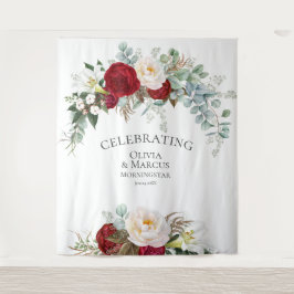 Tapete De Parede Adereço de Noiva de Eucalipto Peônia Marfim Vermel