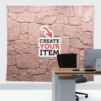 Tapete De Parede Adicione seu logotipo Stone Slates Zoom Fundo Rosa