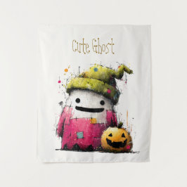 Tapete De Parede Adorável Fantasma de Patchwork em Aquarela no Hall