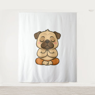 Tapete De Parede Adorável pug yoga meditação relaxamento desenho an