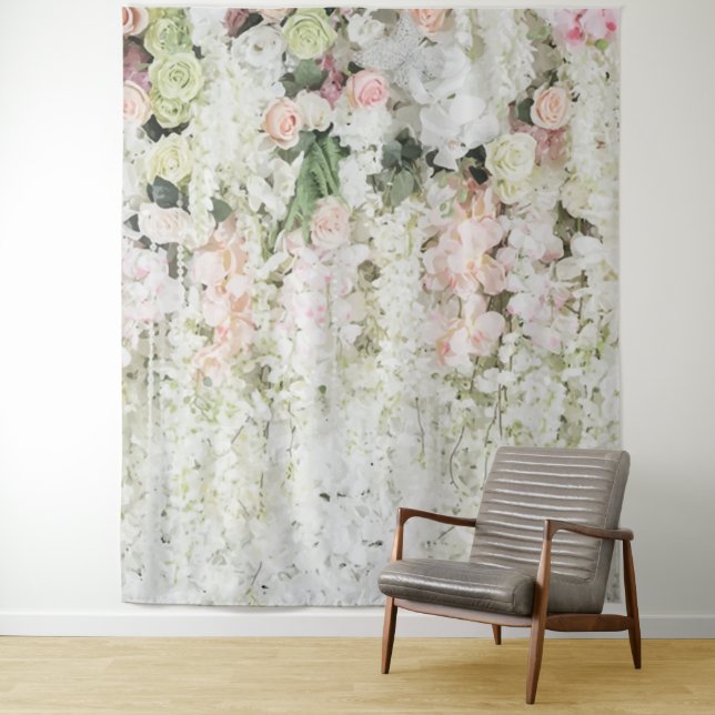 Tapete De Parede Adorno de casamento com grinalda floral pastel (In Situ)