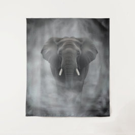 Tapete De Parede African Elephant in Misty Fog Serene Impasto