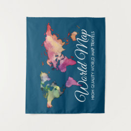 Tapete De Parede Agência de Viagens Azul Mapa Mundial de Aquarela