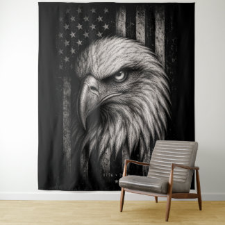 Tapete De Parede Águia Careca Patriótica da Bandeira Americana de 1