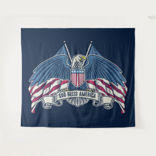 Tapete De Parede Águia e Bandeira Bald da América do Deus abenço