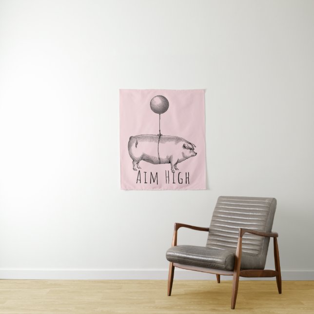 Tapete De Parede Aim High Cute Pig and Balloon Inspirational (In Situ)